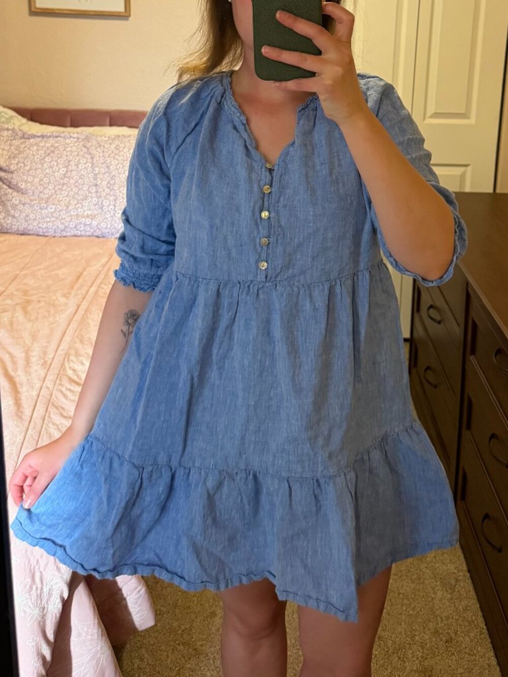 J Jill Love Linen 100% Linen Petite Chambray Midi Dress Medium